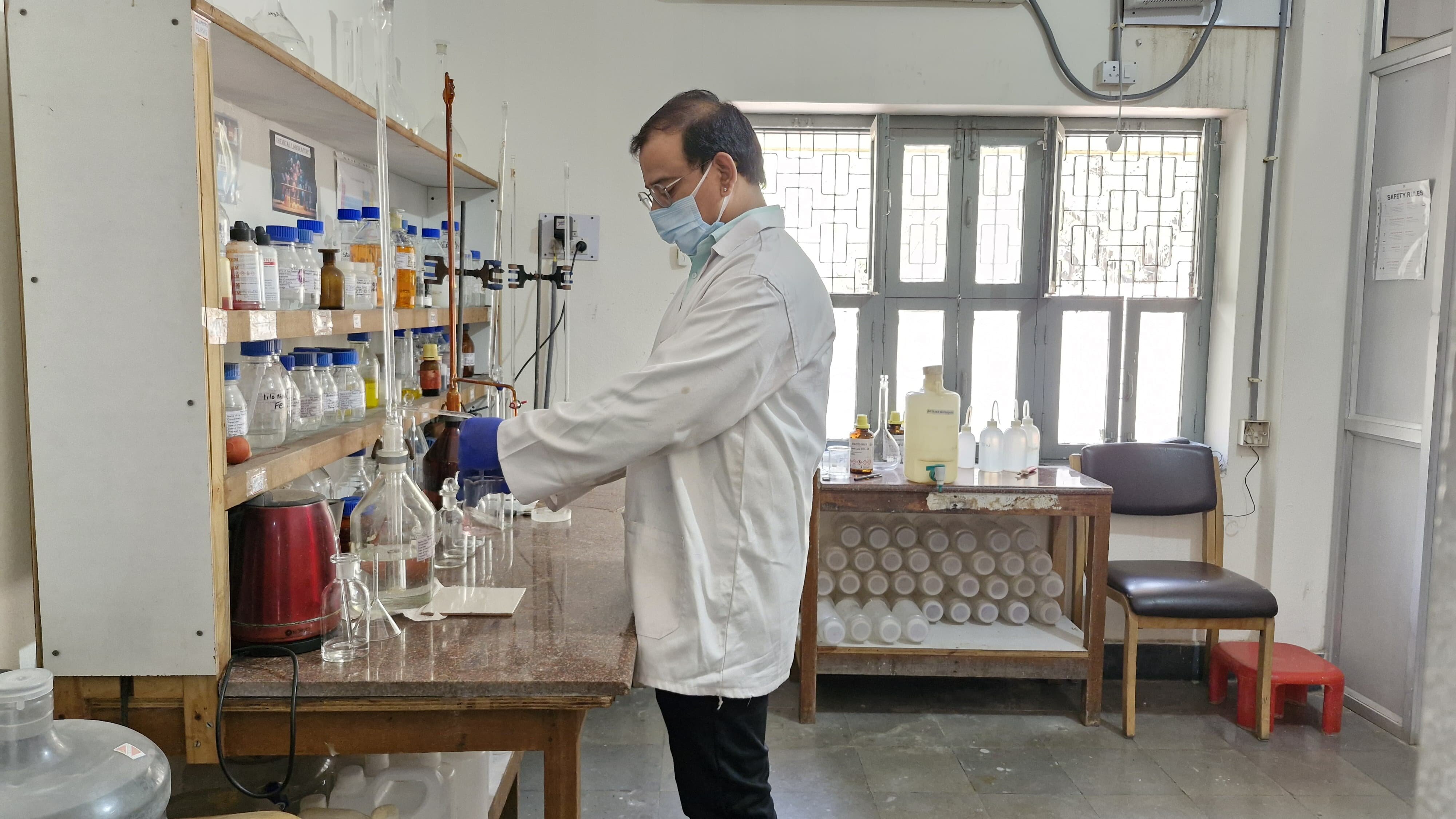 Photo showing titration in progress